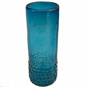 RARE STARBUCKS Hand Blown Blue Hobnail Tall Glass